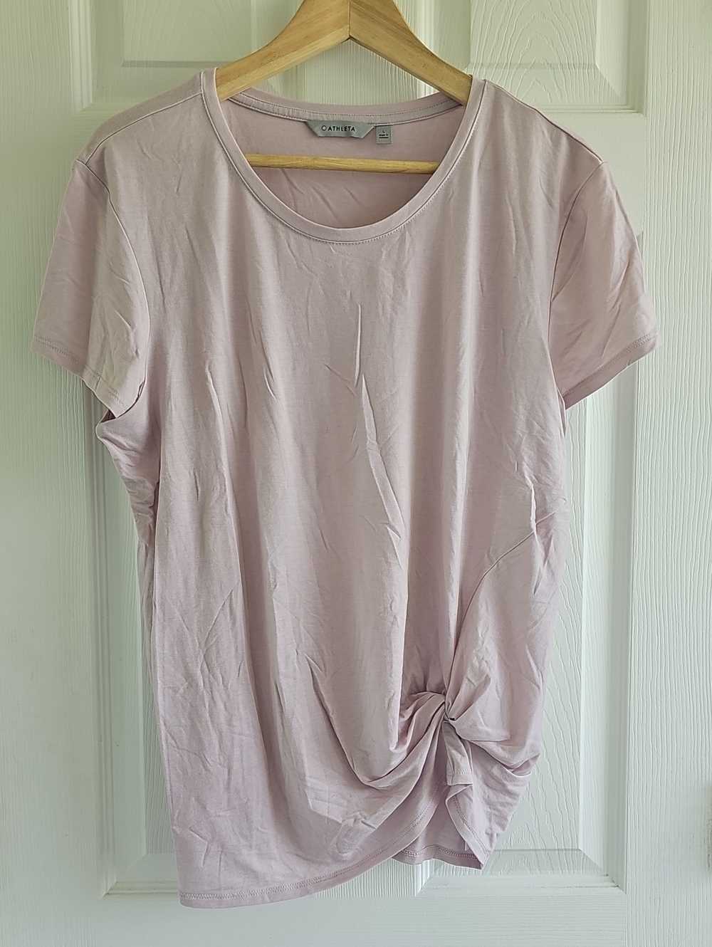 Athleta Light Pink Short Sleeve Tee with Side Knot